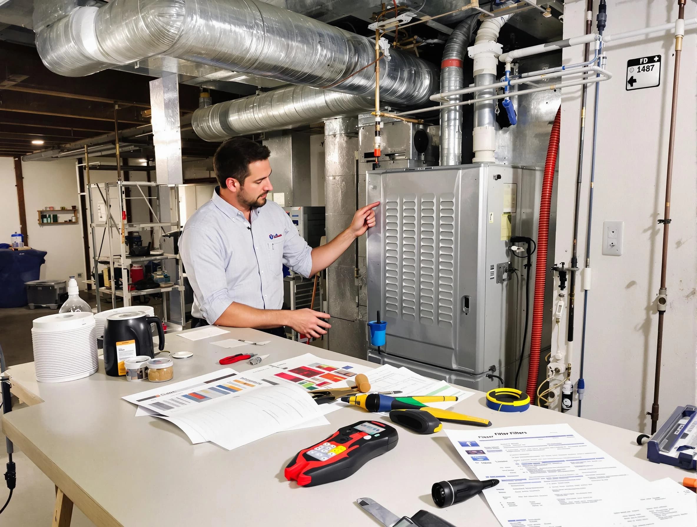Chino Air Duct Cleaning inspector conducting detailed filter system evaluation using professional diagnostic tools in Chino