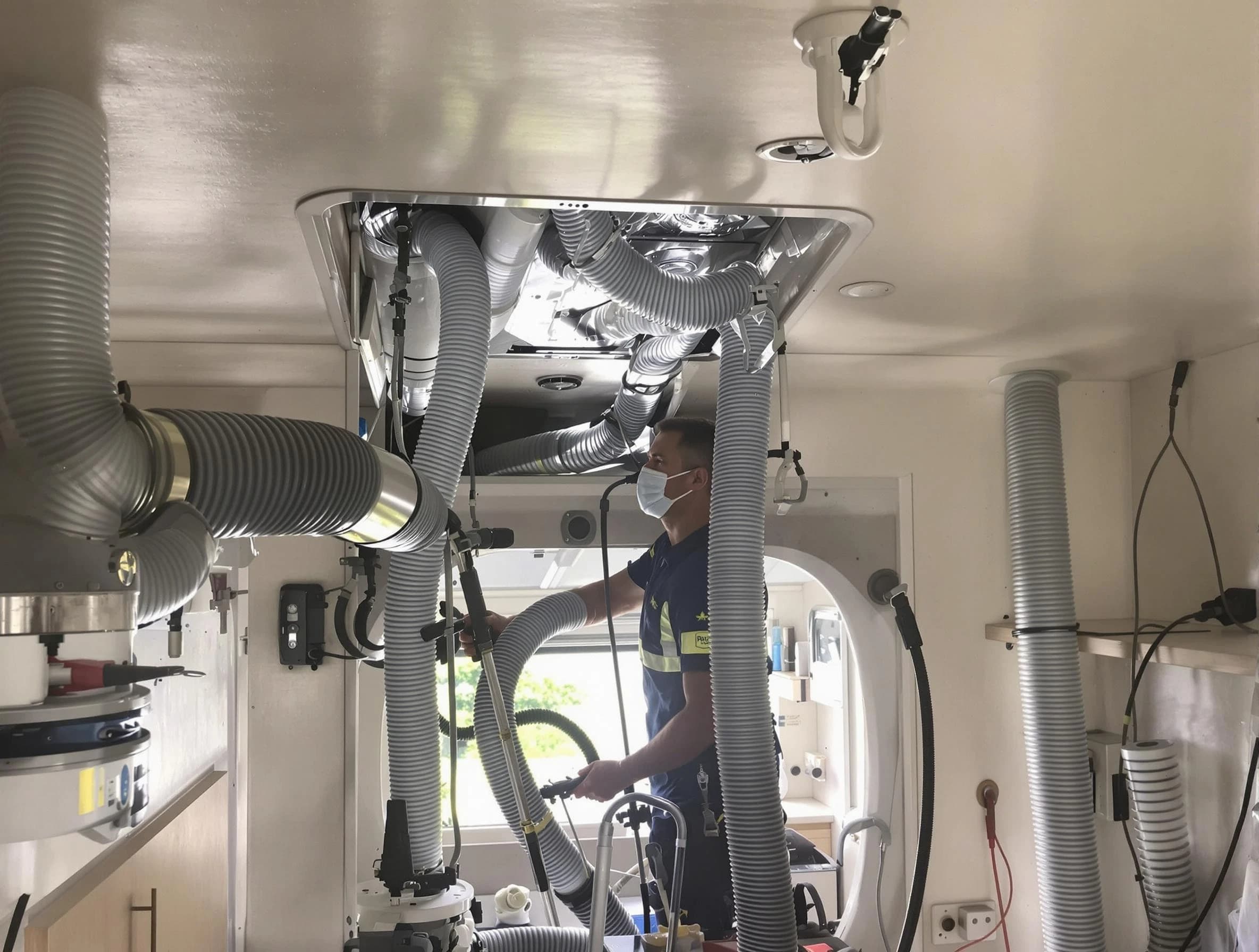 Chino Air Duct Cleaning specialist performing precise mobile home duct cleaning in Chino