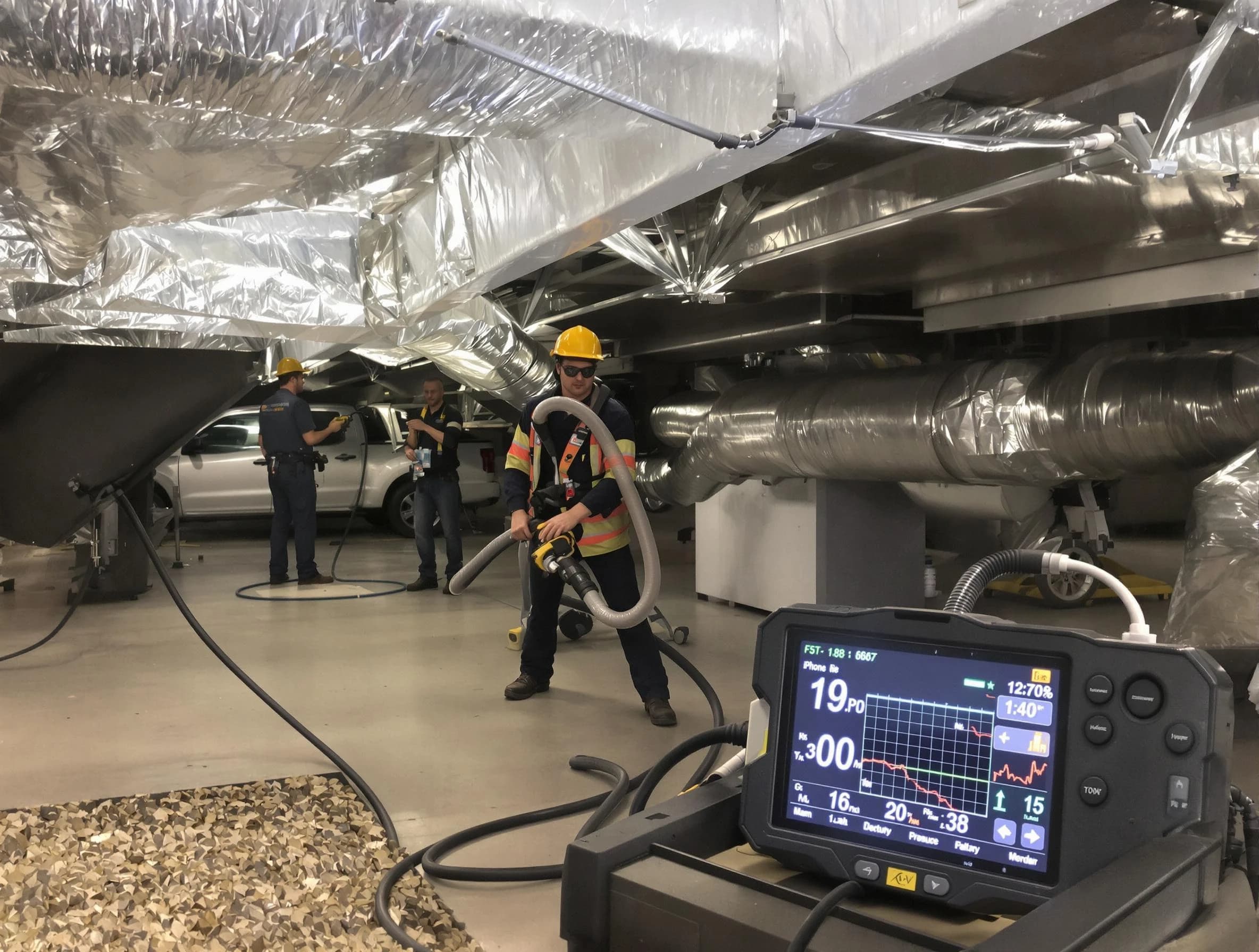 Professional negative pressure duct cleaning by Chino Air Duct Cleaning in Chino