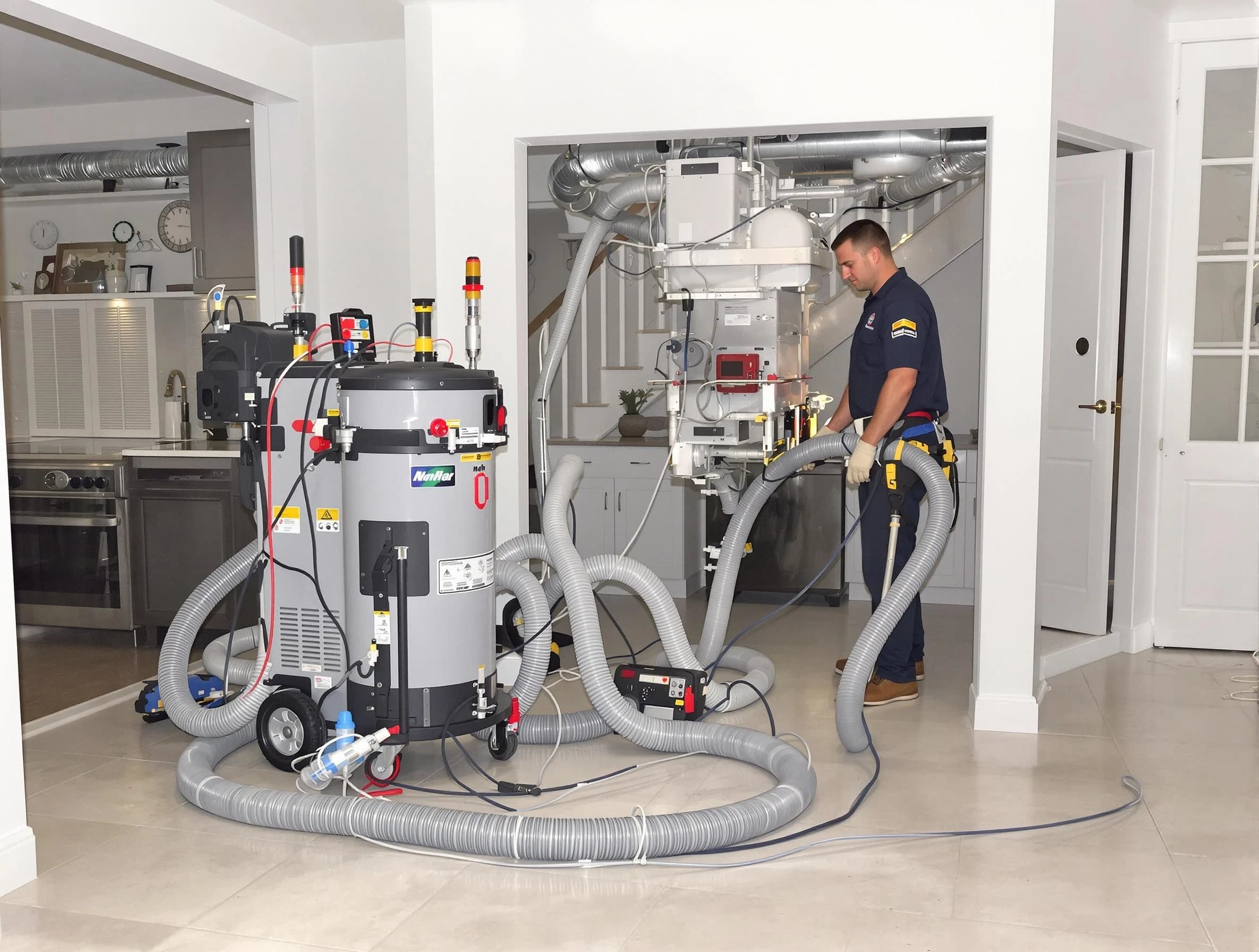 Chino Air Duct Cleaning technician operating negative pressure cleaning equipment for thorough duct maintenance in Chino