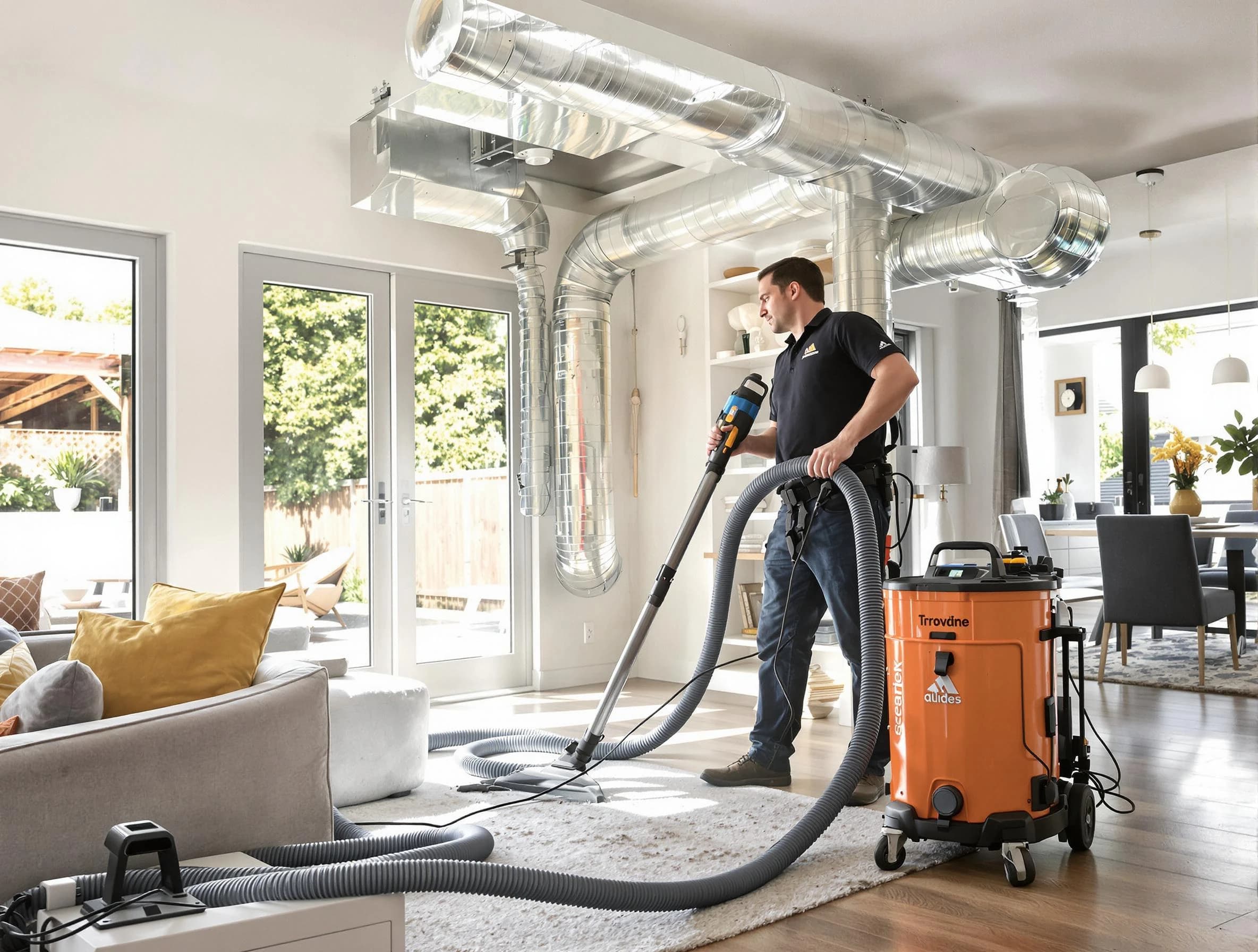 Chino Air Duct Cleaning specialist performing thorough residential duct cleaning using advanced equipment in Chino