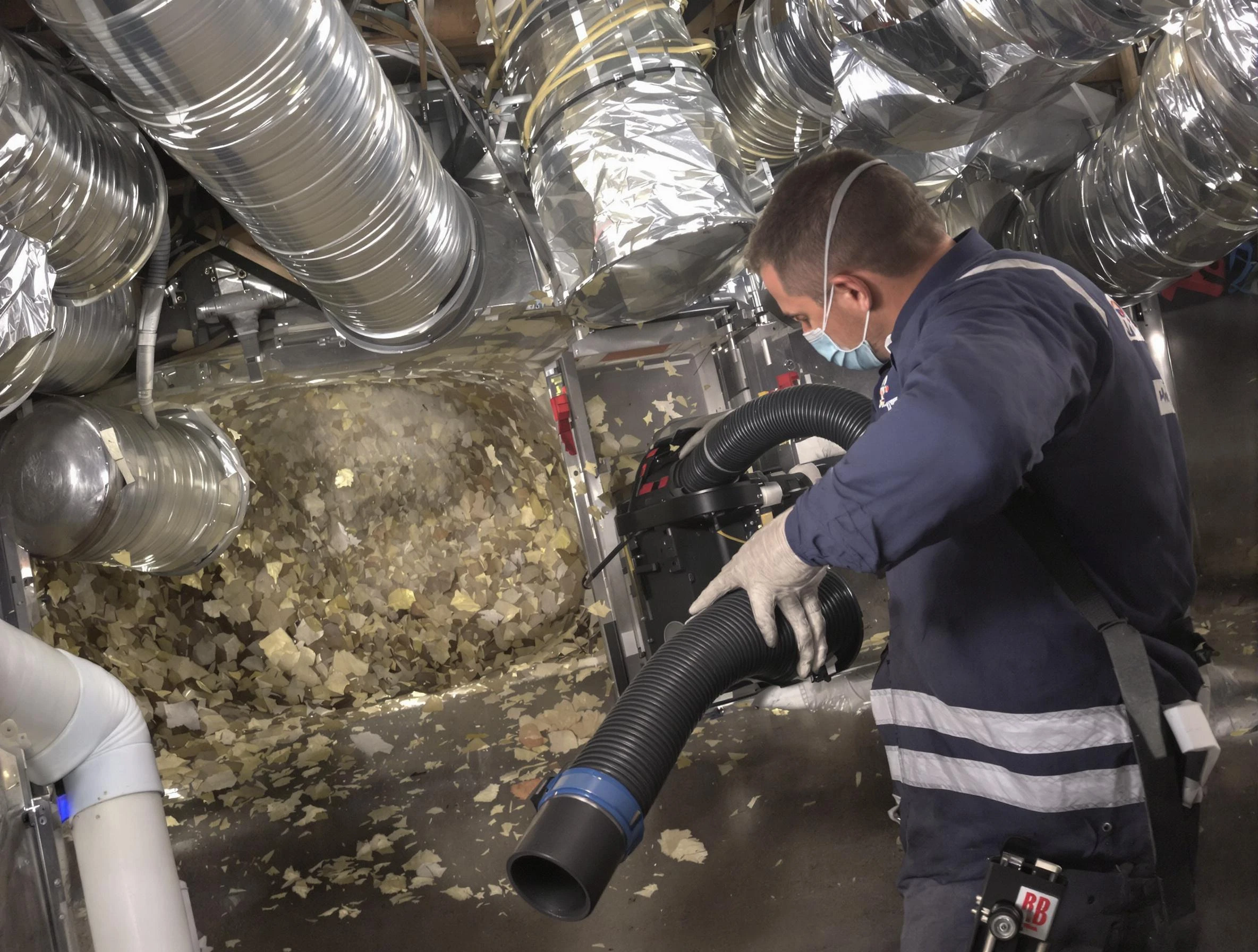 Chino Air Duct Cleaning specialist operating negative pressure cleaning equipment for thorough duct maintenance in Chino